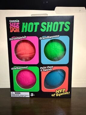NIB NeeDoh Hot Shots 4-Pack Squishy Sports Balls - MVP of Squish